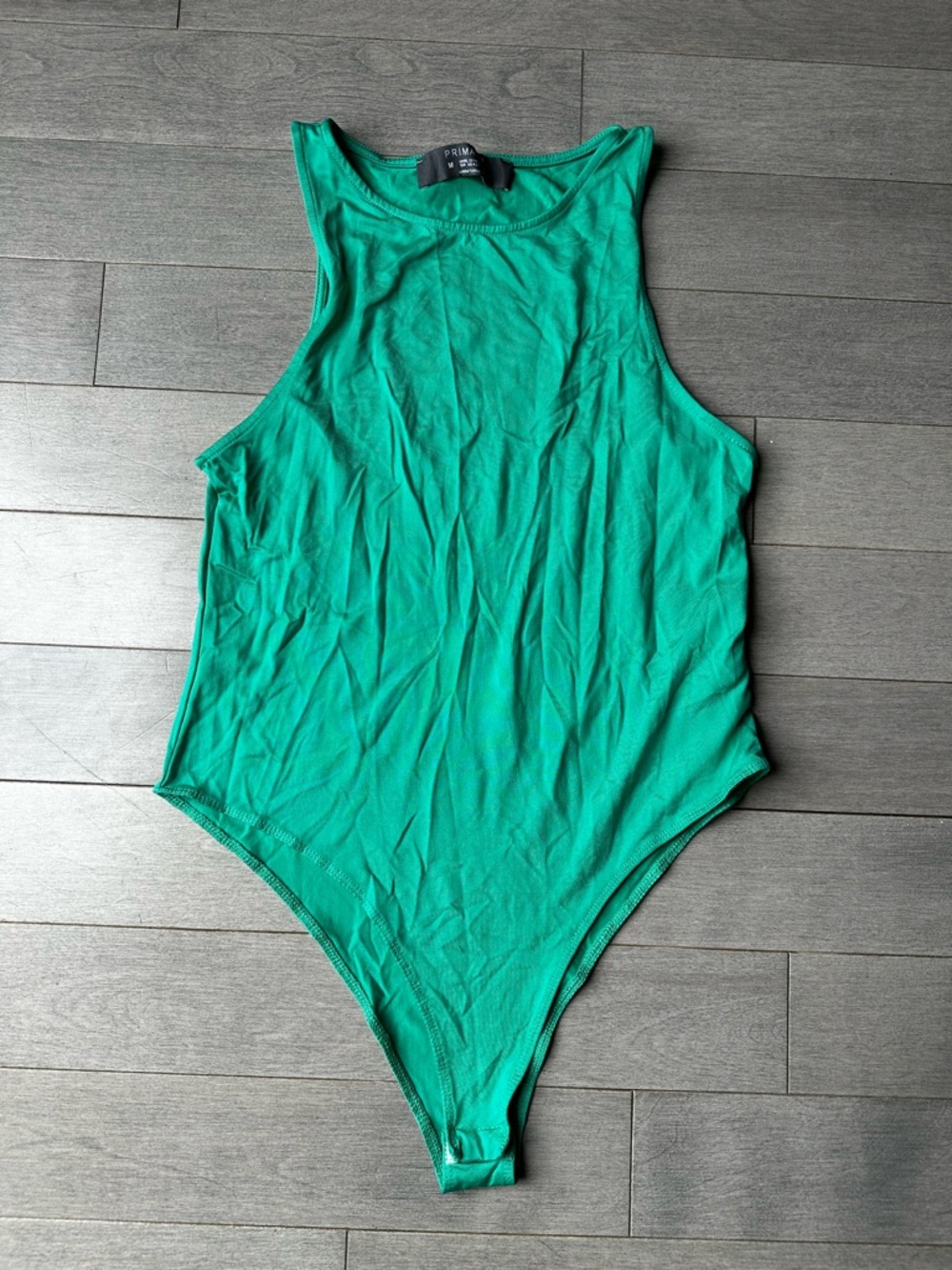 Women’s Green Primark Sleeveless Silky Streetwear One Piece Body Suit Medium